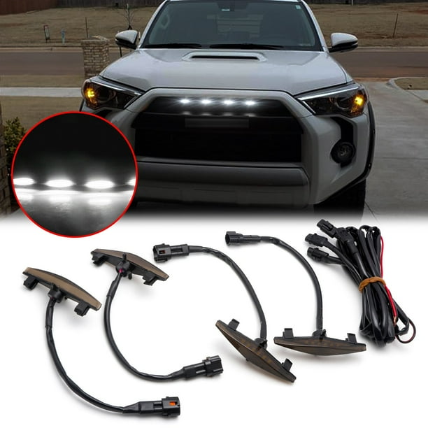 Xotic Tech 4pcs White Led Front Grille Lighting Assemblies Kit For 14 19 Toyota 4runner Trd Pro Grille Sr5 Trd Off Road Limited Tro Pro Smoked Lens Walmart Com Walmart Com