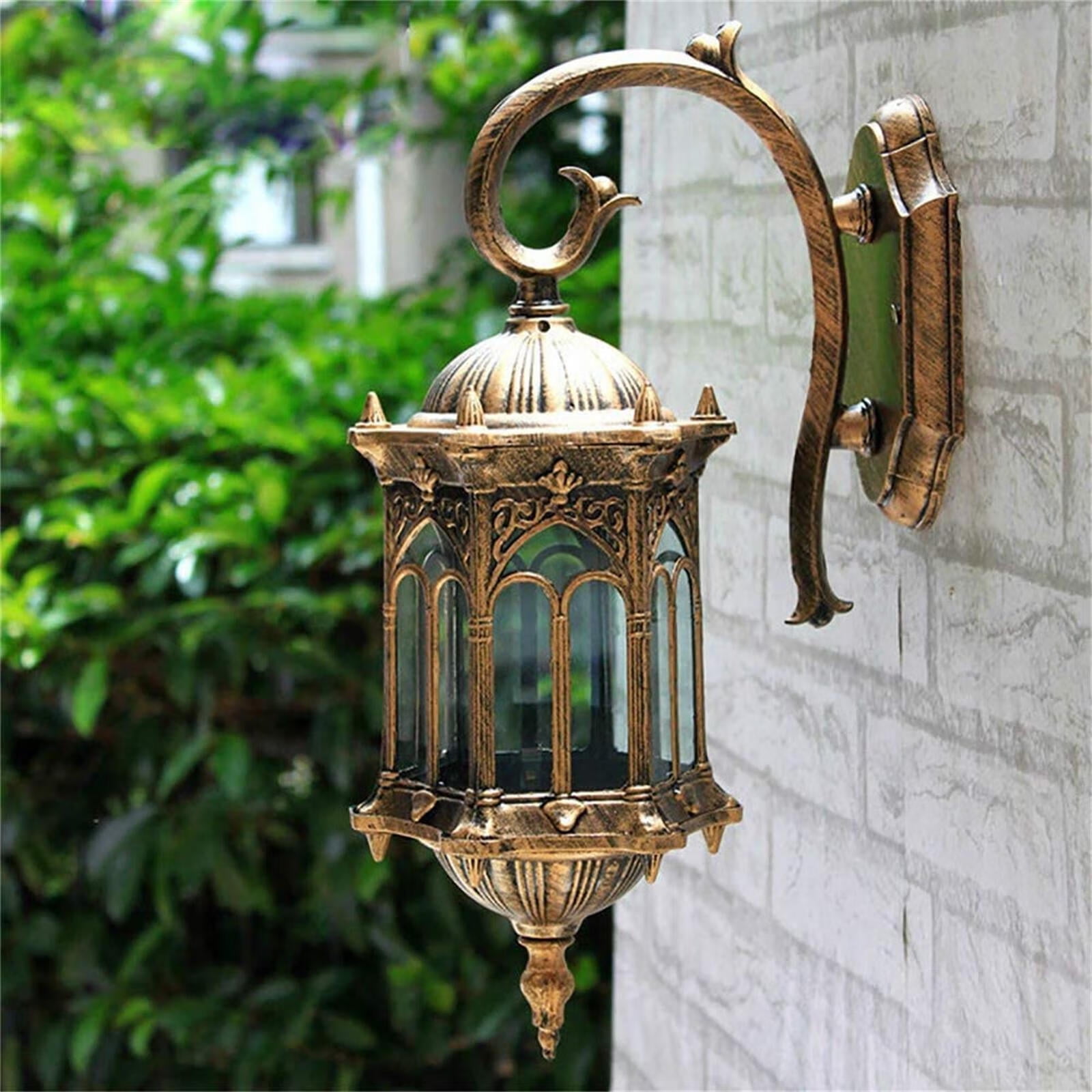 Wuzstar Vintage LED Bronze Outdoor Plug-in Wall Sconce with Glass