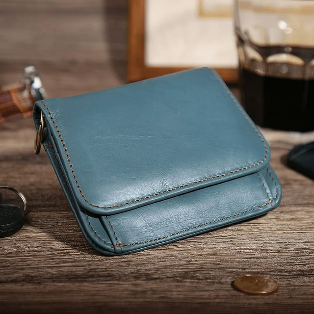 Cartera de cuero para niñas, bolso de mano corto con llavero, monedero, bolso de mujer, billetera pequeña con RFID y múltiples tarjetas