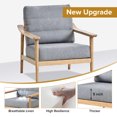 thumbnail image 3 of Mid-Century Modern Chair Upholstered Lounge Arm Accent Chair with Solid Wood Frame and Soft Cushion for Home Living Room, Bedroom and Balcony, 3 of 6