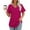 Hot Pink, variant on Women's T Shirts V Neck Short Sleeve Casual Tops Loose Fit Basic Tees with Curved Hem,Yellow,Women's S-XXL