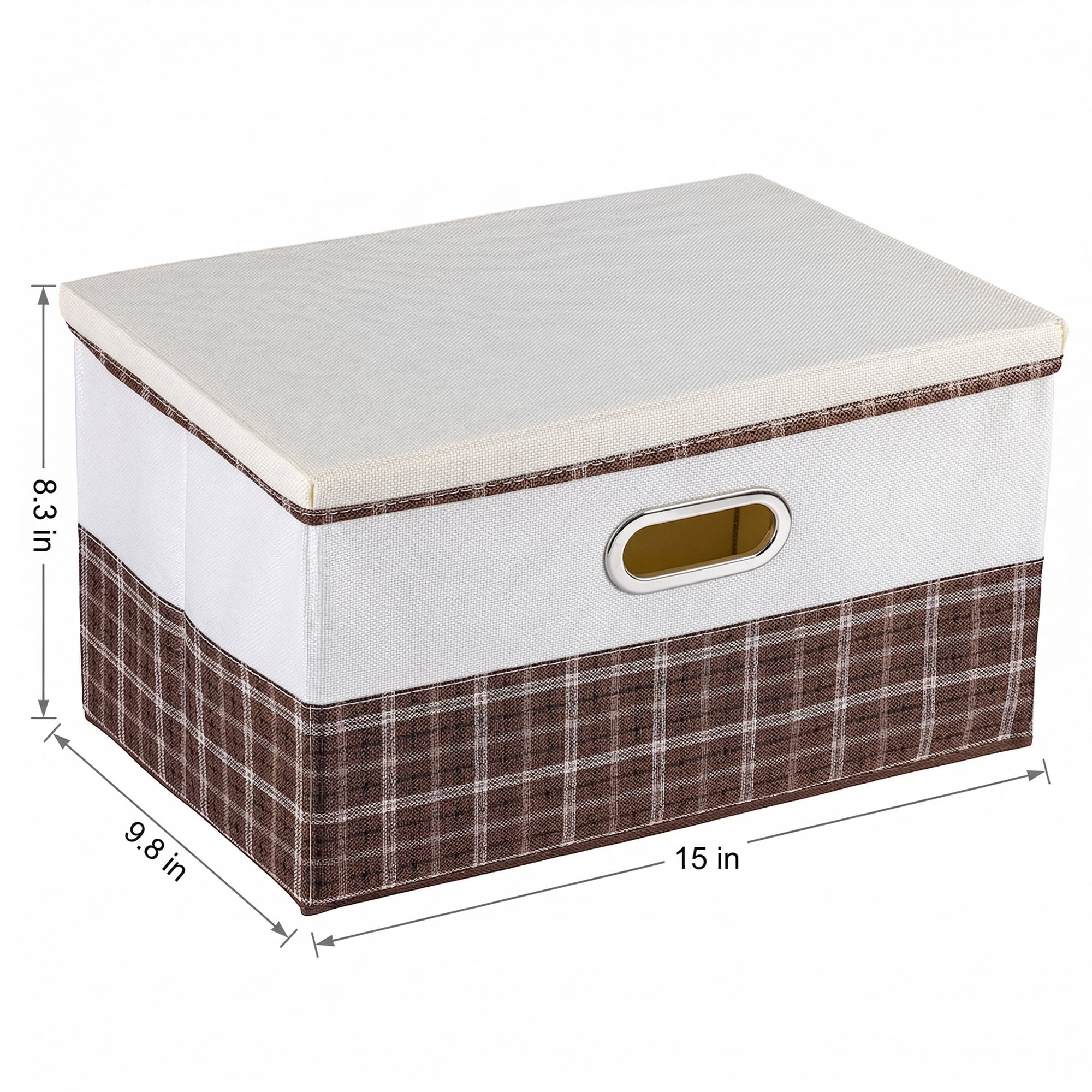 Unique Bargains Storage Cube Fabric Storage Bin with Handles Coffee 15*9.8*8.3in