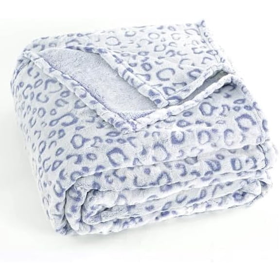| Leopard Throw Blanket Fleece, Premium Lightweight Cozy Warm Plush Microfiber Bedspread for Couch Sofa and Bed (Blue, Throw (50 x 60 inches))
