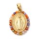 thumbnail image 1 of Rack Plating Brass Micro Pave Colorful Cubic Zirconia Pendants Long-Lasting Plated Cadmium Free & Lead Free Oval with Virgin Mary Pattern Charms Real 18K Gold Plated 22.5x17.5x2.3mm Hole: 3.5x6mm, 1 of 3