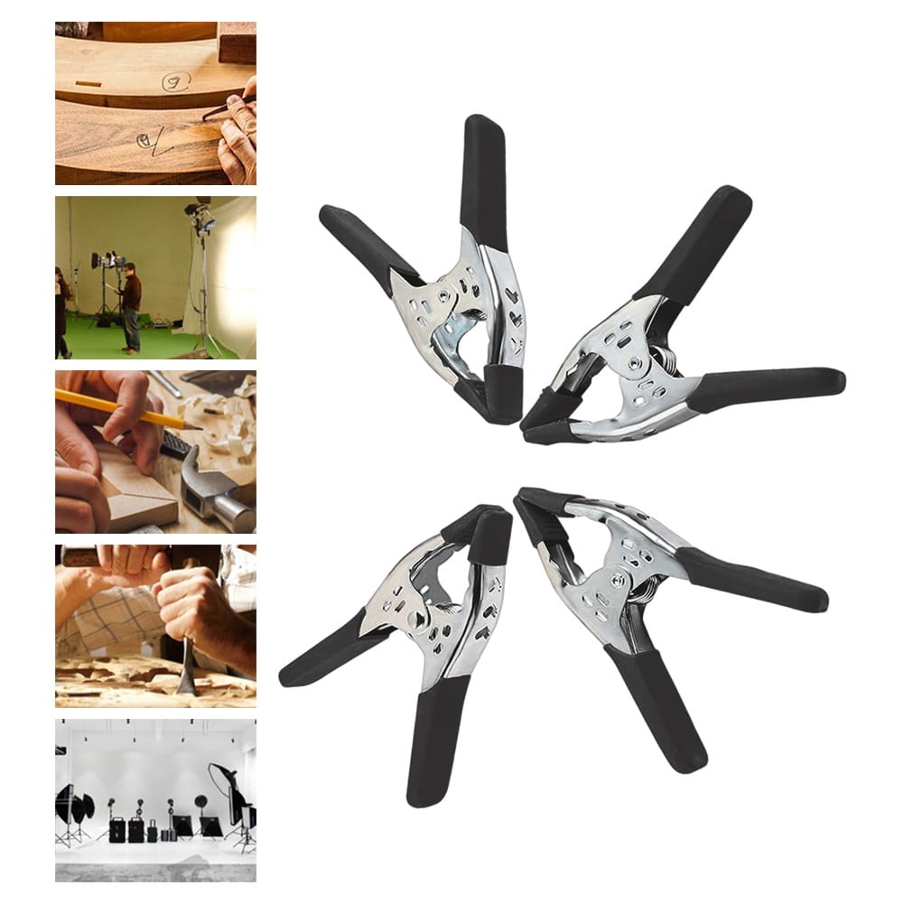 4Pack 6Inch Spring Clamp Large Super Heavy Duty Spring A-Shaped Metal Clamps Black / Silver Galvanized Large Muslin Clamps Tool Smile Home