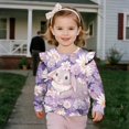 thumbnail image 3 of Uorisanigo Girls Ruffled Shoulder Sweatshirt Long Sleeve Crewneck Daisy Rabbit Purple Pullover Tops Sweater Casual Sweatshirts, Comfortable Fall Winter Spring Clothes, 3 of 7