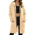 thumbnail image 2 of Mgmyaa Long Jacket for Women Zip Up Hooded Sweatshirt Jacket Oversized Casual Pullover with Side Pockets Loungewear Top, 2 of 4