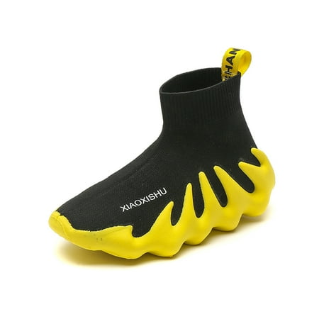 

Engtoy Boys Girls Casual High-Top Sneakers Knitting Breathable Slip on Sock Shoes Little Kid/Big Kid Size 6