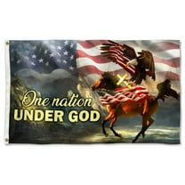 Cayyon Horse Eagle Cross Grommet Flag One Nation Under God Flag 3x5Feet Banner with 2 Brass Grommets