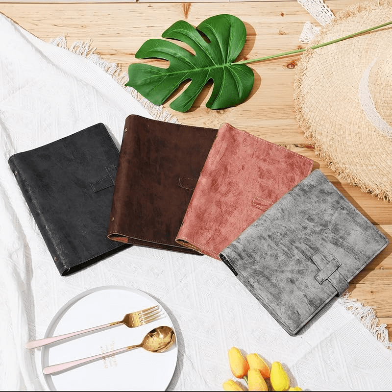Wonderpool Leather Journal Refillable Binder A6 Writing Notebook Folder Organiser with Dotted Paper & Multi Pockets Cover for Business School Travel (A6, Brown)