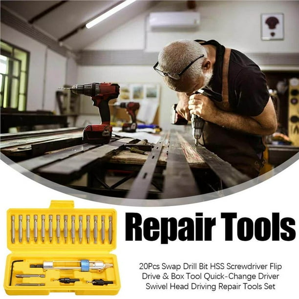 20Pcs Swap Drill Bit HSS Screwdriver Flip Drive Box Tool Quick Change Driver Swivel Head Driving Repair Tools Set Walmart