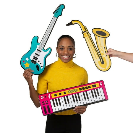 9" – 27" 80s Rock Band Cardboard Photobooth Prop Set - 6 Pieces
