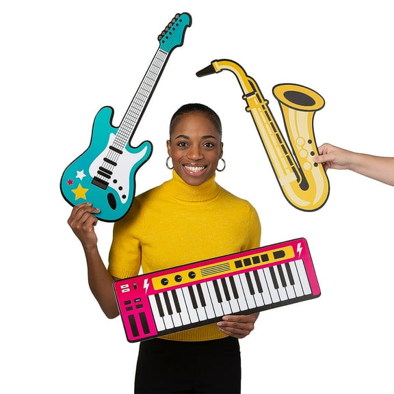 9" – 27" 80s Rock Band Cardboard Photobooth Prop Set - 6 Pieces
