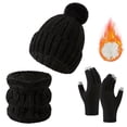 thumbnail image 2 of Landzoo Womens Winter Hat Scarf Glove Set Lined Knit Hat Warm Long Scarf Winter 3 PC Set Lightweight Fashionable Adult Scarf Hat Glove Set, 2 of 6