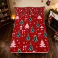 thumbnail image 4 of Manfei Santa Bed Sheets Holiday Full Size Sheets, Pink Red 4 Pieces (1 Flat Sheet, 1 Fitted Sheet and 2 Pillowcases), 4 of 6