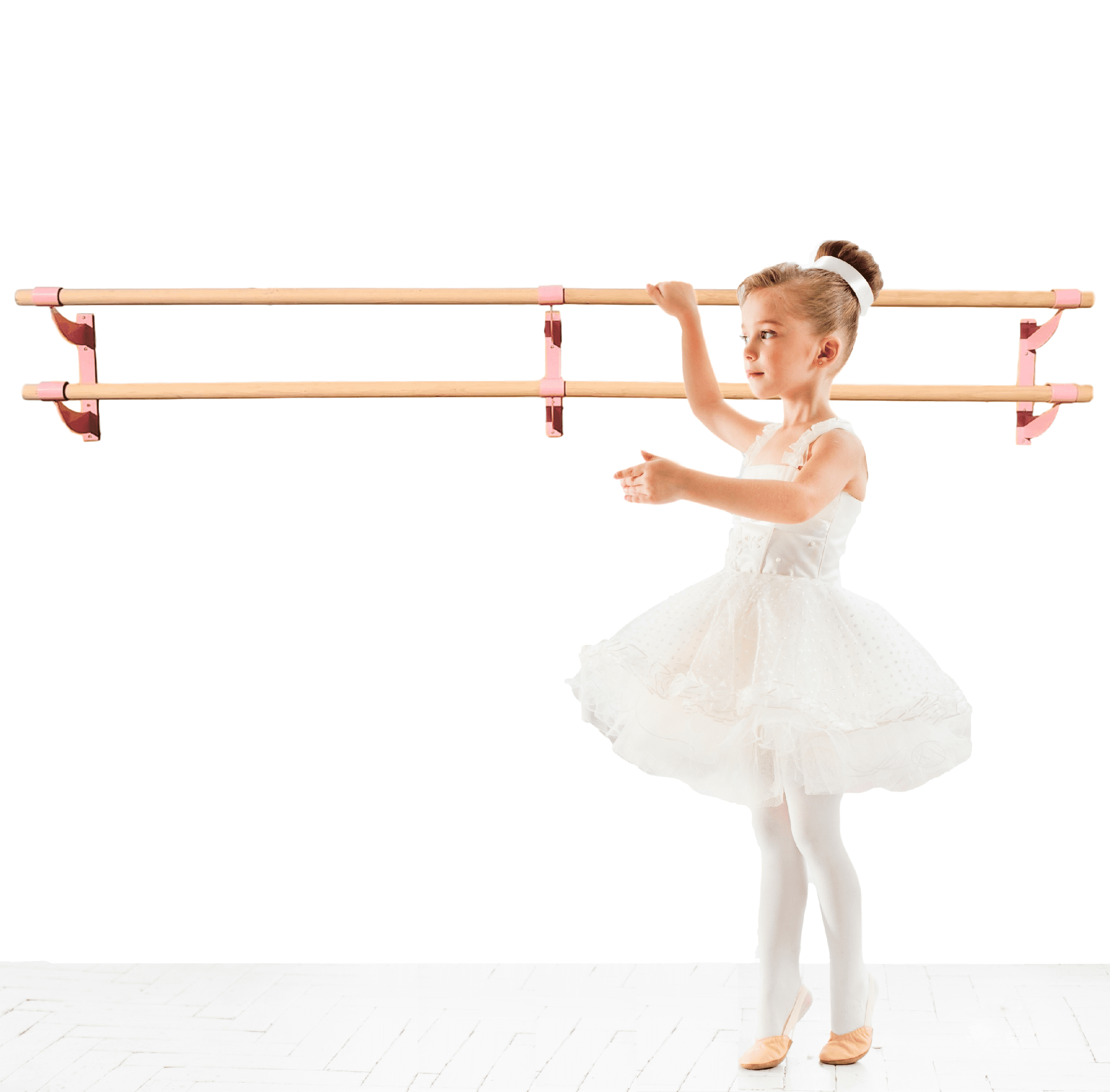 Athletic Bar Ballet Barre 15 Ft Long Double Bar Pink 2 0 Diameter Fixed Height Wall Mount Ballet Barre System Traditional Wood Home Or Studio Ballet Bar Dance Stretch Bar Dancing Stretching Bar
