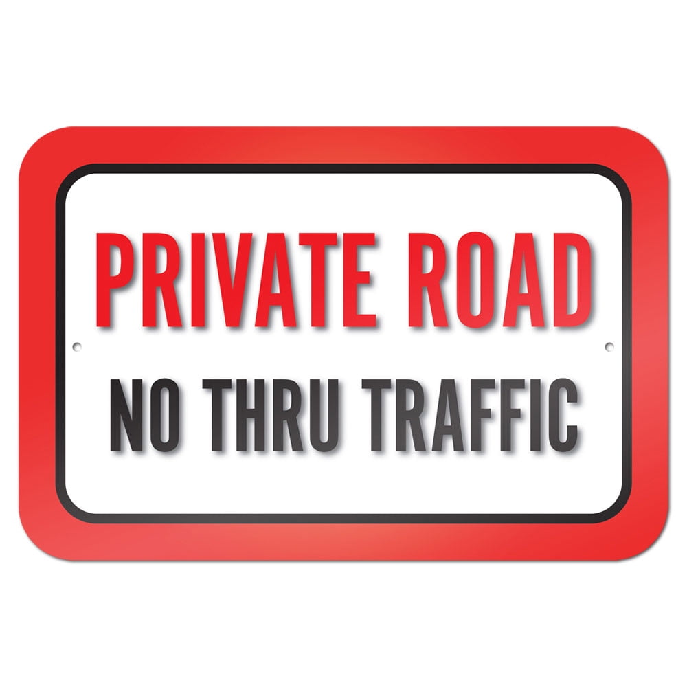 Private Road No Thru Traffic 9" x 6" Metal Sign
