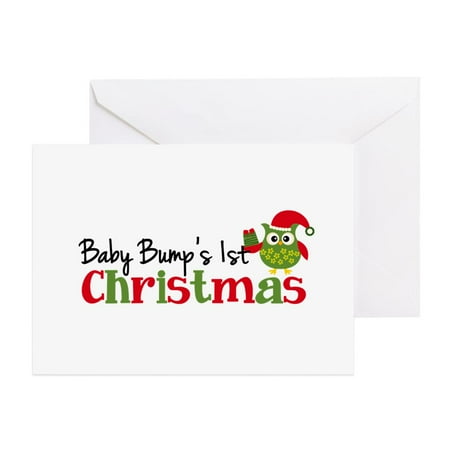 Babys First Christmas Card - CafePress - Baby Bump's 1St Christmas Owl - Greeting Card, Blank Inside Glossy