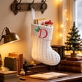 thumbnail image 6 of Knitted Christmas Stockings with Initials, 6.3''x7.8'' White Custom Embroidery Christmas Stockings with Letter, Personalized Xmas Decoration for Holiday Family Party - D, 6 of 6