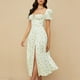 thumbnail image 1 of WILLBEST Vestido Midi Floral para Mujer, Vestido Fruncido con Abertura En El Busto, Estilo Bohemio, Cuello Cuadrado, Manga Corta, para Verano Extra Grande, 1 of 3