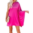 thumbnail image 2 of Txlixc Vestido corto de fiesta de club de verano con manga de murciélago suelta de un hombro para mujer Txlixc Sexy, 2 of 4