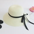thumbnail image 5 of CoCopeaunts Summer Sun Hats for Women Bow Hat Visor Temperament Flat Straw Hats Womens Sea Beach Vacation Leisure Sunscreen Hat Travel Hat, 5 of 5
