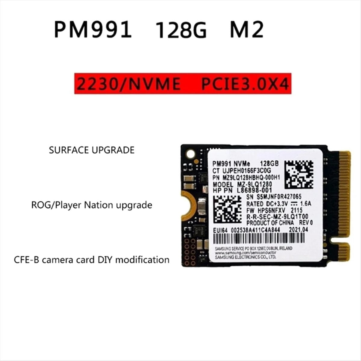 PM991 128G 2230 PCIE3.0 NVME SSD High Speed Data Transfer for