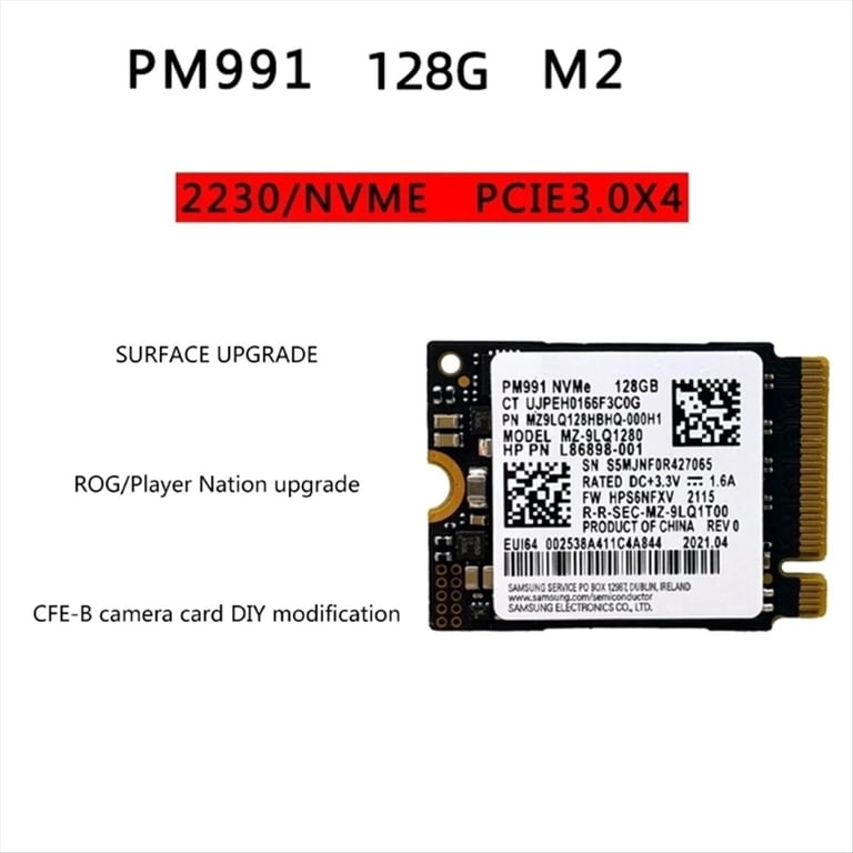 秋 19ｘPM991 M.2 NVMe SSD PM991 128G 2230 PCIE3.0 NVME SSD High Speed Data Transfer for