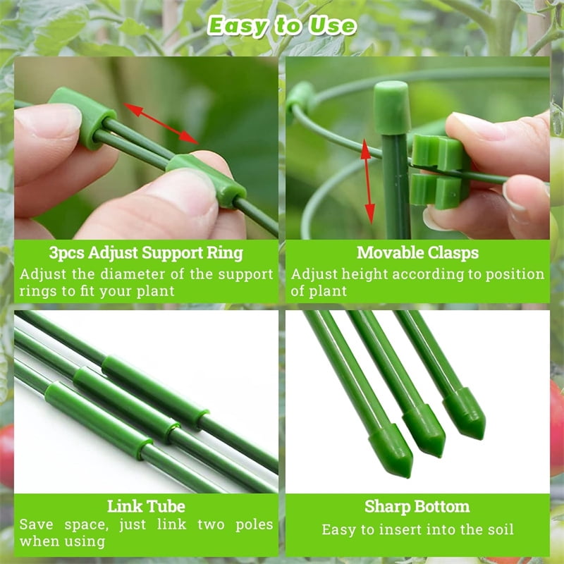 6 Packs 18inch Plant Support Cages for Home Garden Balcony for Orchids, Tomato, Vegetables, Flowers, Climbing Plants