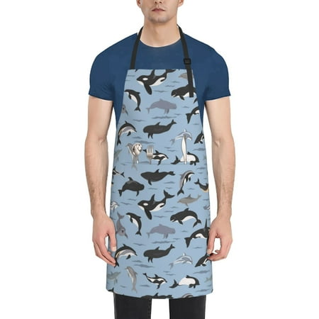 

Picia Dolphins Waterproof Apron for Unisex Adult - Adjustable Bib Apron with Pockets Ideal for Cooking Gardening Painting and Household Chores