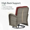 thumbnail image 5 of PARKWELL 3 Pieces Wicker Patio Set Outdoor Swivel Glider Chair with Table,All-Weather Rattan Swivel Rocking Lounge Chair with Thick Red Cushions for Porch Balcony Backyard,Gray Wicker, 5 of 10