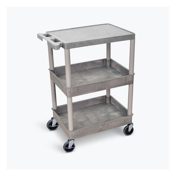 LUXOR STC211-G Flat Top and Tub Middle/Bottom Shelf Cart