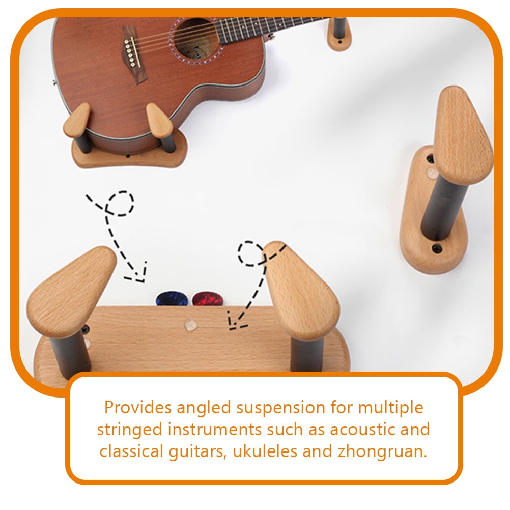 ULTNICE Solid Wood Guitar Wall Mount Light Brown Split Design for Acoustic Classical Guitars and Ukuleles