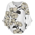 thumbnail image 5 of Elegant Floral Branch Design Art Women's V-Neck Blouse With 3/4 Ruffled Bell Sleeves Casual Top Ladies Blouses, 5 of 7