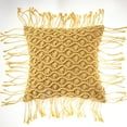 thumbnail image 2 of Phantoscope 100% Cotton Handmade Crochet Woven Boho with Tassels Series Decorative Throw Pillow, 18" x 18" Square, Yellow, 1 Pack, 2 of 5