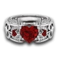 thumbnail image 2 of Anillo para parejas con rubíes en forma de corazón para hombres y mujeres, 2 of 4