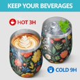 thumbnail image 4 of 12oz Stemless Wine Tumblers Pioneer Flower Floral Print Pattern Vacuum Insulated Stainless Steel Travel Tumbler Cups Mug with Lid and Straw for Champaign,Cocktail,Beer with Cleaning Brush, 4 of 5