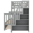 thumbnail image 6 of CITYLE Bunk Bed Twin over Full with Trundle and Staircase, Wood Triple Bunk Bed with Storage, Bunk Bed with Stairs for Teens Adults, No Spring Box Needed, Space Saving Design, Gray, 6 of 8