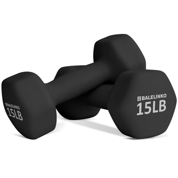 Balelinko Equipo De Gimnasio En Casa Entrenamientos Entrenamiento De Fuerza Pérdida De Peso Pilates Pesas Conjuntos De Yoga Pesas Para Mujeres, Hombres, Personas Mayores Y Jóvenes, 15 Libras, Par Negr