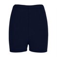 thumbnail image 5 of USSUMA Bermuda Shorts for Women Solid Color Hotpants Pull-on Elastic Mid Waist Thick Three Quarter Pants Plus Size Oversized Delightful Short Pants Leggings Semi Fit Shorts for Date Navy L, 5 of 5