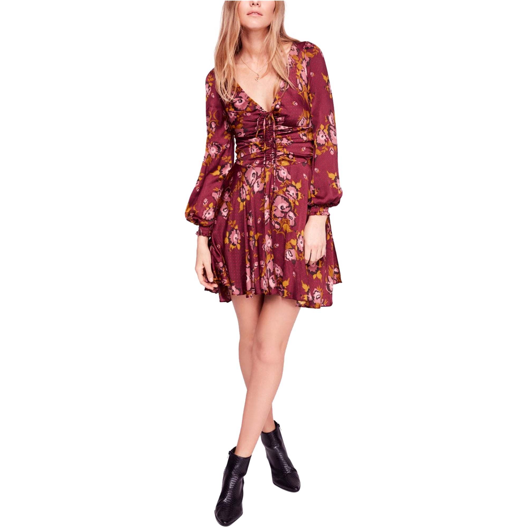 Womens Floral Fit \u0026 Flare Dress, Purple 