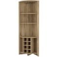 thumbnail image 1 of FM FURNITURE Bouvet Corner Bar Cabinet Macadamia (beige) Engineered Wood, 1 of 7