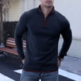thumbnail image 4 of Pullover Sweaters for Men Quarter-Zip Long Sleeve Solid Casual Knit, 4 of 8