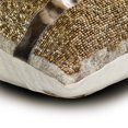 thumbnail image 2 of Decorative Gold 12"x22" (30x55 cm) Lumbar Pillow Cover, Linen Foil Faux Leather & Beaded Oblong Pillow, Abstract Pattern Modern Style - Halycon Gold, 2 of 3