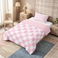 thumbnail image 2 of Homewish Casual Checkerboard Twin Comforter Sets 2pcs for Girls, Vintage Plaid Bedding Set, Blush Pink,Pink Reversible,1 Comforter and 1 Pillowcase, 2 of 6