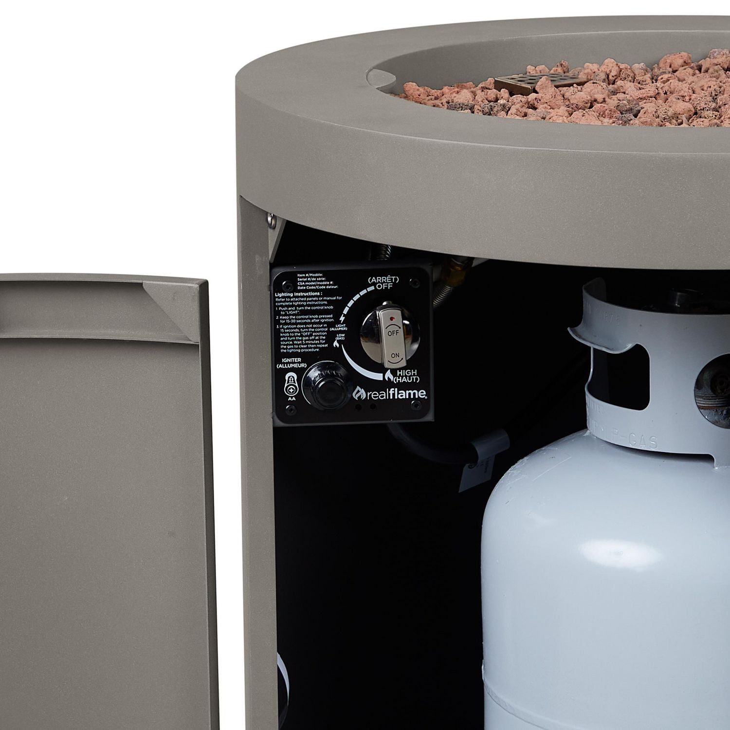 Aegean 24" Round Steel Propane Fire Pit Table with Hidden Tank