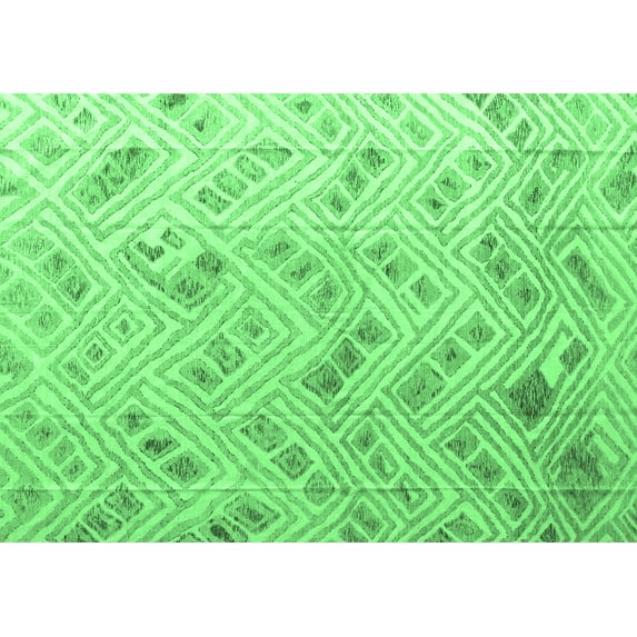 Ahgly Company Indoor Rectangle Abstract Emerald Green Modern Area Rugs, 2' x 4'
