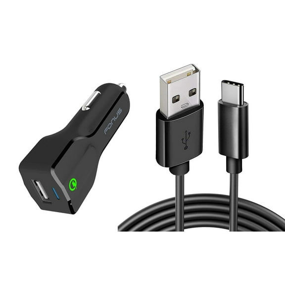 18W Fast Car Charger for Galaxy S21 FE 5G - USB Port 6ft Cable Type-C Quick Charge DC Socket Power Compatible With Samsung Galaxy S21 FE 5G