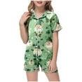 thumbnail image 2 of Nightgown Girls Baby Girls' Pajamas Tee Shorts 2-Piece Set Children's Short Sleeve St. Patrick's Day Cartoon Print Homewear Top Button Down, 2 of 4