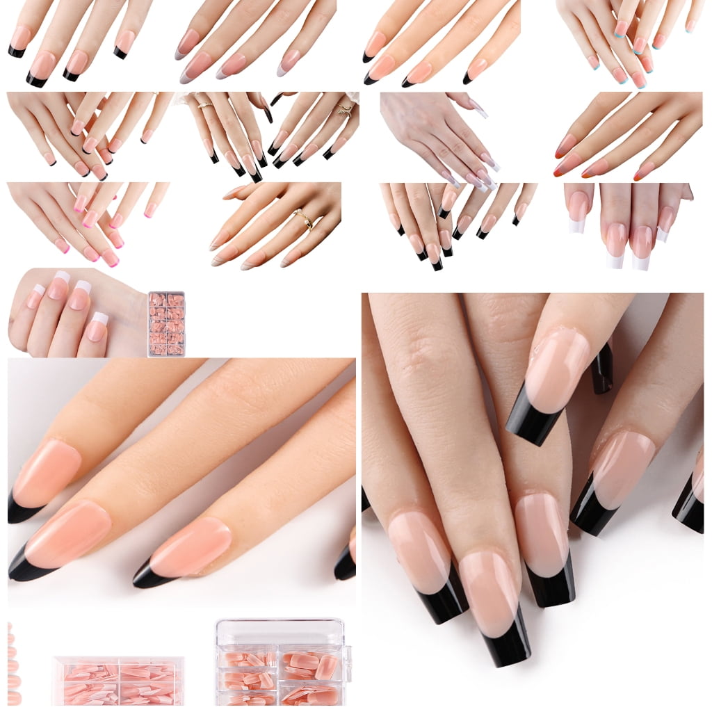 600x Press On Nail Almond False Nails French Tip False Nails Ballerinas Nails